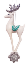 Load image into Gallery viewer, Turquoise and White Deer Ornaments, 2 Assorted