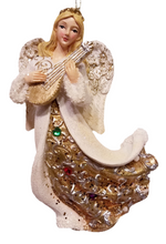 Load image into Gallery viewer, Jeweled White and Gold Angel Ornaments, 2 Assorted