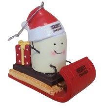 Load image into Gallery viewer, Hershey Smore Ornament on Sled with Christmas Gift 3&quot;x3&quot;
