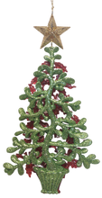 Load image into Gallery viewer, Red/Green/Gold Glittered Christmas Tree Ornament with Gold Star Assortment