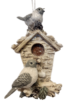 Load image into Gallery viewer, Chickadee Ornament with Birch Bark Birdhouse Assortment