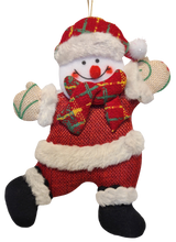 Load image into Gallery viewer, Handmade Burlap Christmas Ornaments with Santa, Snowman, Bear & Reindeer