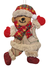 Load image into Gallery viewer, Handmade Burlap Christmas Ornaments with Santa, Snowman, Bear & Reindeer