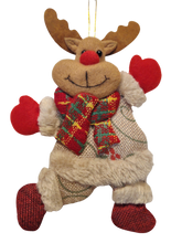 Load image into Gallery viewer, Handmade Burlap Christmas Ornaments with Santa, Snowman, Bear & Reindeer
