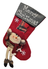 Load image into Gallery viewer, Christmas Stocking with Santa, Reindeer or Snowman Applique & Long Legs