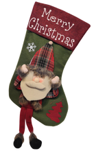 Load image into Gallery viewer, Christmas Stocking with Santa, Reindeer or Snowman Applique & Long Legs