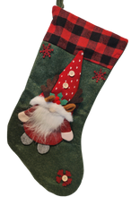 Load image into Gallery viewer, 3D Red, Grey or Green Gnome Christmas Stocking