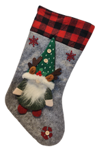 Load image into Gallery viewer, 3D Red, Grey or Green Gnome Christmas Stocking