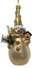 Load image into Gallery viewer, Ivory and Sage Glass Snowman Ornaments