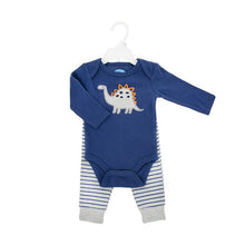 Load image into Gallery viewer, Boy's 3 Piece Dinosaur Baby Long Sleeve Body Suit Set with Cap