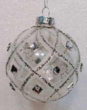 Load image into Gallery viewer, Jeweled Clear and White Feather Glass Ball Ornament Assortment