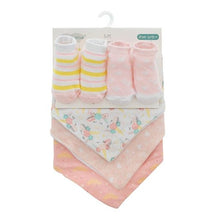 Load image into Gallery viewer, Pink Floral Baby Bandana Bib Set