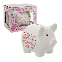 Load image into Gallery viewer, Ceramic White & Pink My First Piggy Bank