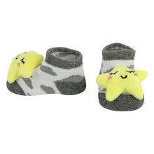 Load image into Gallery viewer, 2 Pack Rattle Booties with Stars & Clouds