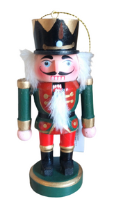 Wooden Nutcracker Ornament with Black/Gold  Hat 4"