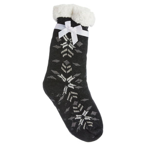 Plush Women's Black Slipper Socks