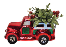 Load image into Gallery viewer, Glass Shiny Red Truck Ornament with Presents/Greenery &amp; Red Berries Assorted
