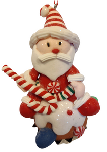 Clay dough Santa Sitting on a Gingerbread Cupcake Ornament 3.5"