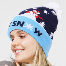 Load image into Gallery viewer, Snowman Christmas Beanie Hat with Pom Pom - Let It Snow
