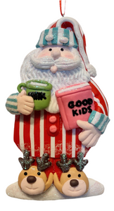 Clay Dough Santa or Snowman Ornament Wearing Pajamas