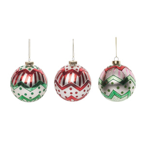 Glass 4.5" Multicolor Christmas Merry Round Ornament Set of