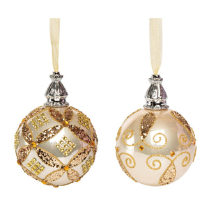 Glass 4.33 in. Christmas Gilded Elegant Ornament Set of 2