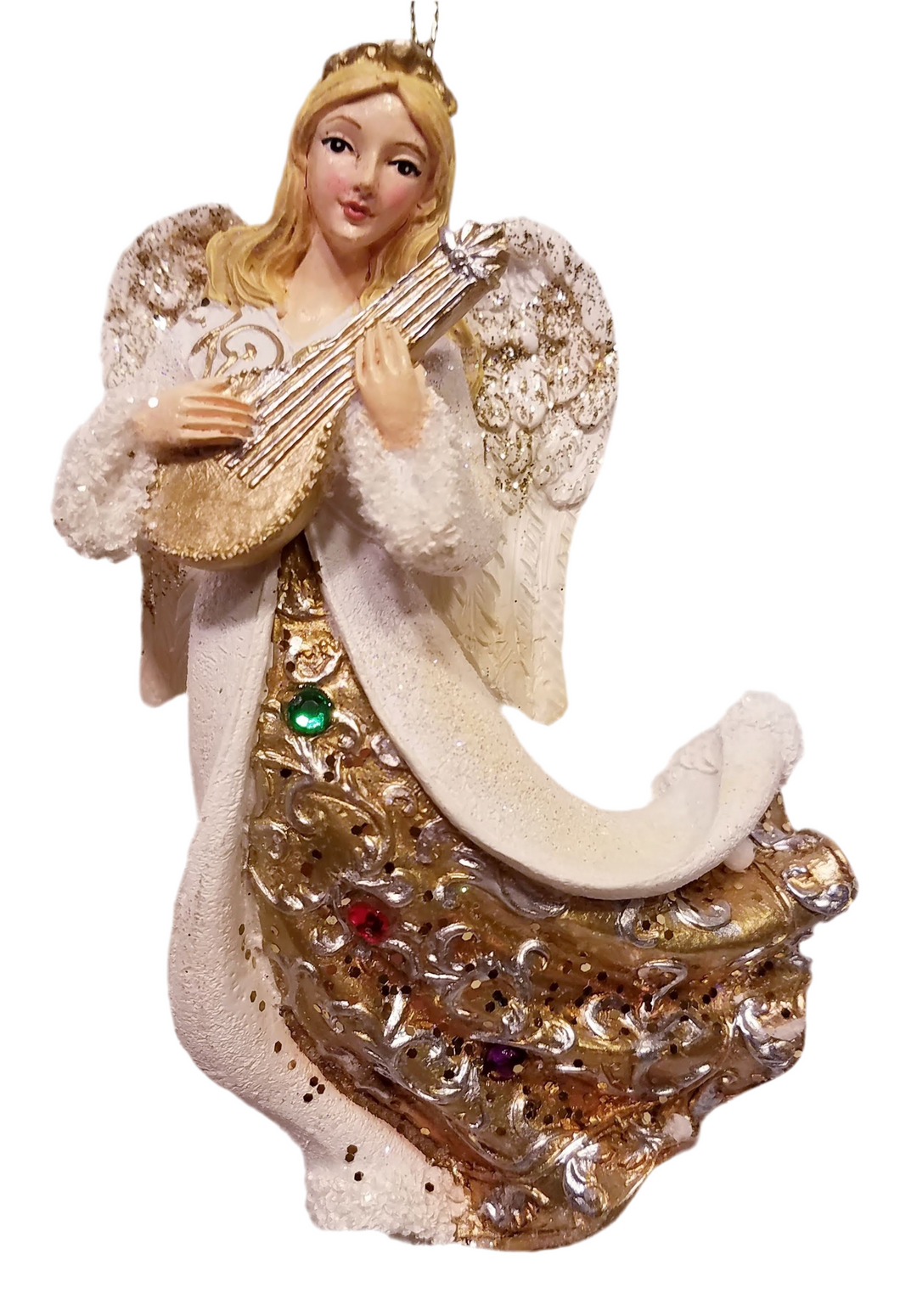 Jeweled White and Gold Angel Ornaments, 2 Assorted