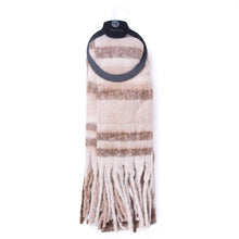 Load image into Gallery viewer, Ladies Cashmere Feel Beige Striped Tassel Scarf
