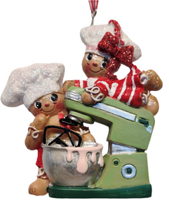 Gingerbread Chef Ornament with Green Mixing Bowl