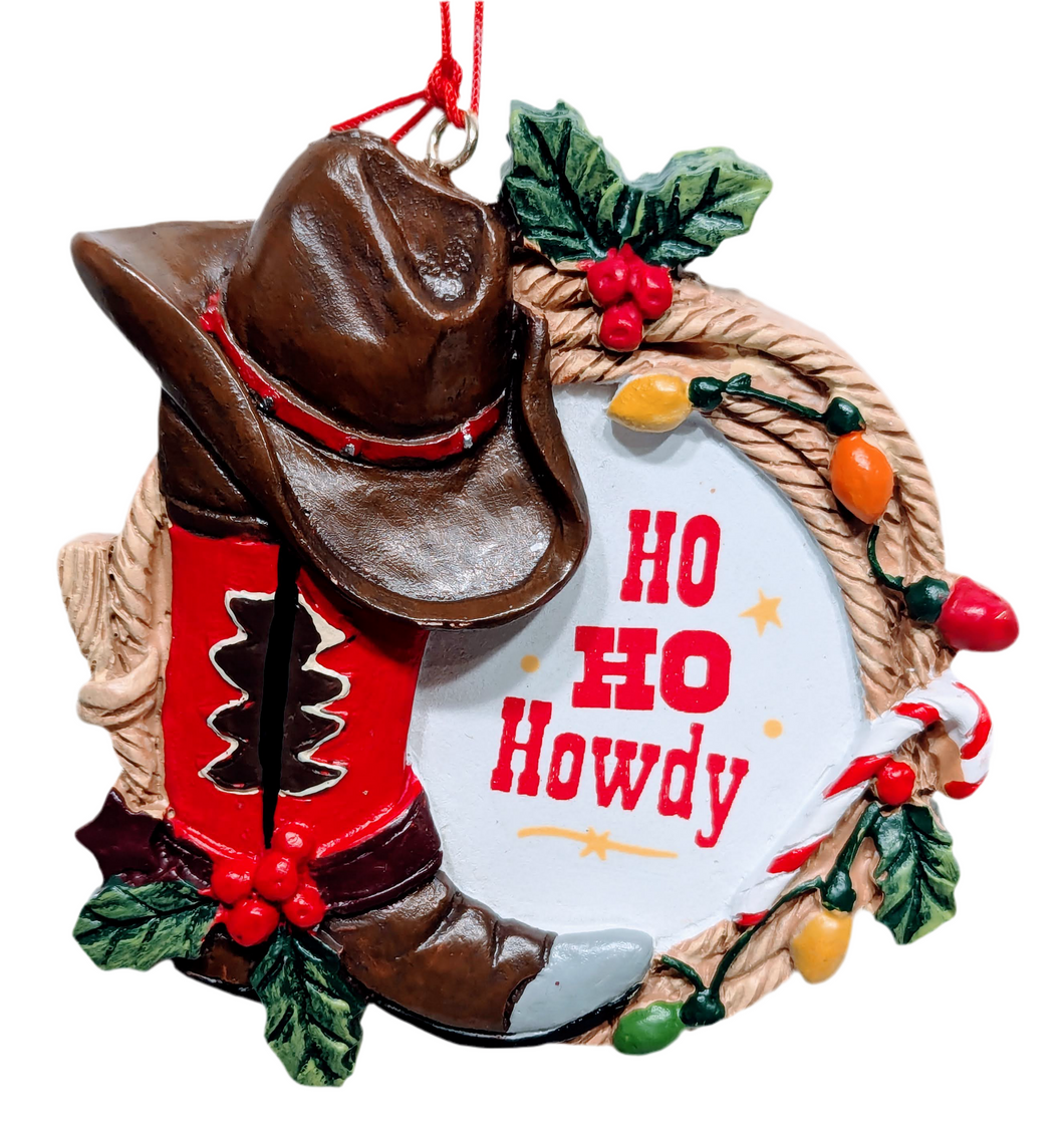 Western Sign Ornament with Cowboy Hat & Cowboy Boot