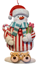 Load image into Gallery viewer, Clay Dough Santa or Snowman Ornament Wearing Pajamas
