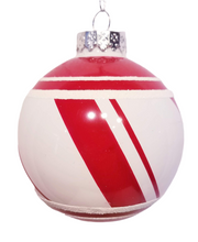 Load image into Gallery viewer, Glass Red and White Ball Ornaments with Red Stripes
