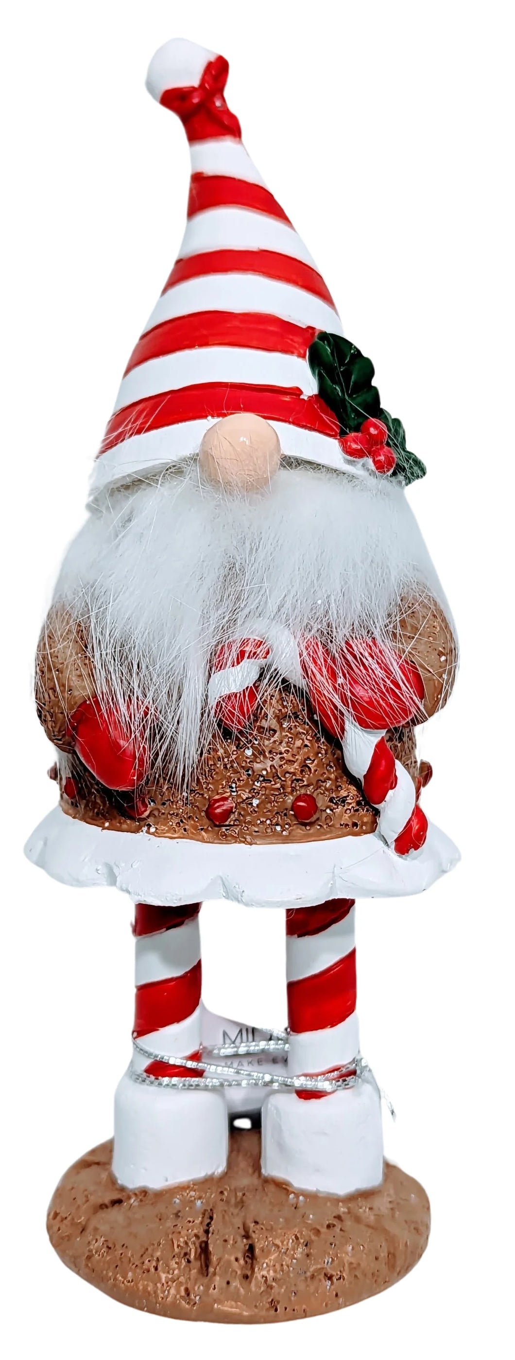 Gingerbread Gnome Figurine Holding A Candy Cane
