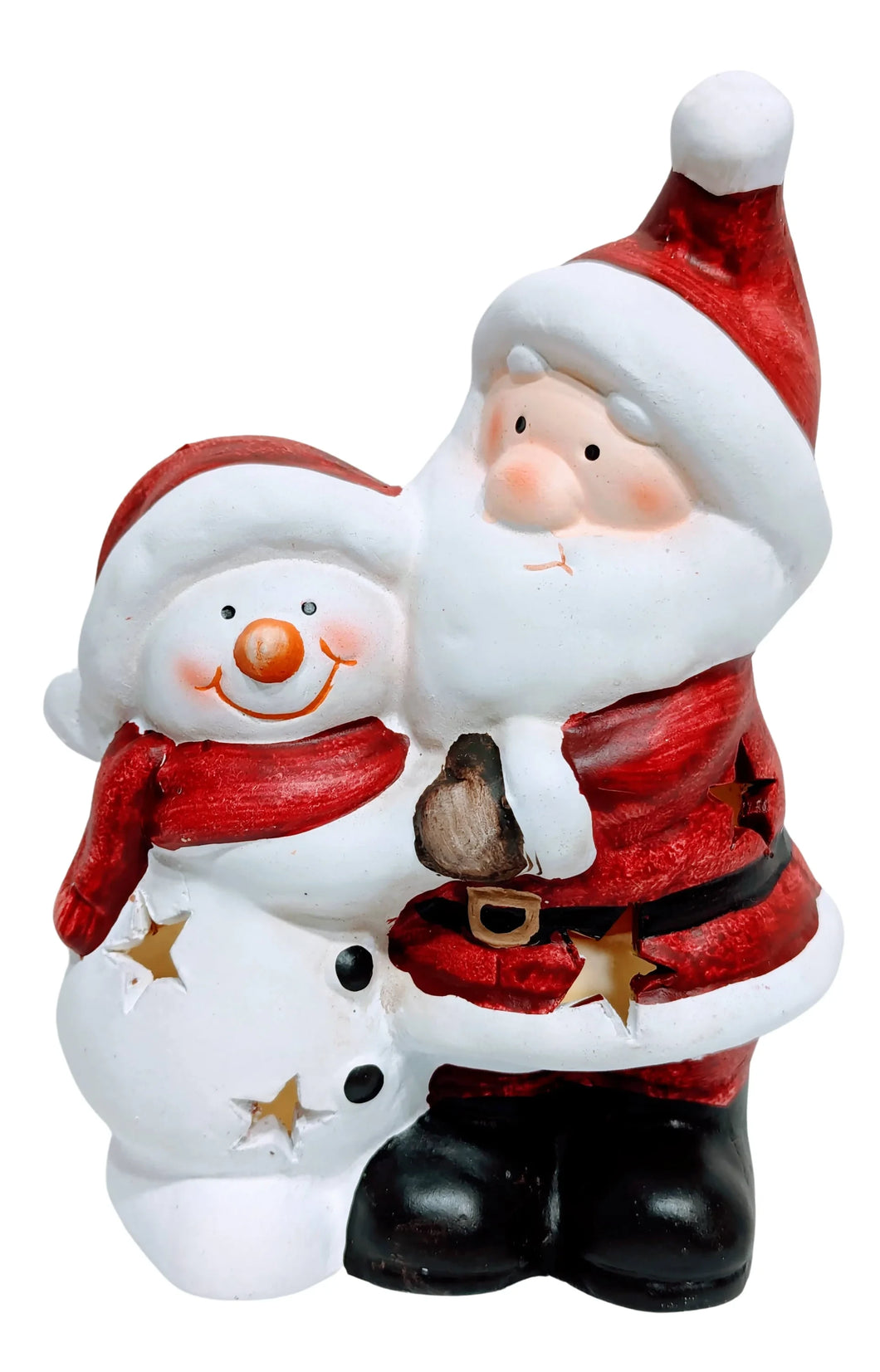 Ceramic Light Up Santa with Snowman Figurine