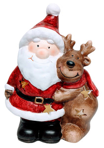Ceramic Light Up Santa with Reindeer Figurine