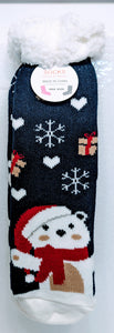 Christmas Snowman Fuzzy Mid-Crew Cozy Lounge Socks