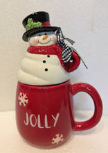 Load image into Gallery viewer, Ceramic Snowman Mug with Ceramic Snowman Lid - Jolly
