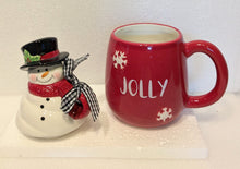 Load image into Gallery viewer, Ceramic Snowman Mug with Ceramic Snowman Lid - Jolly
