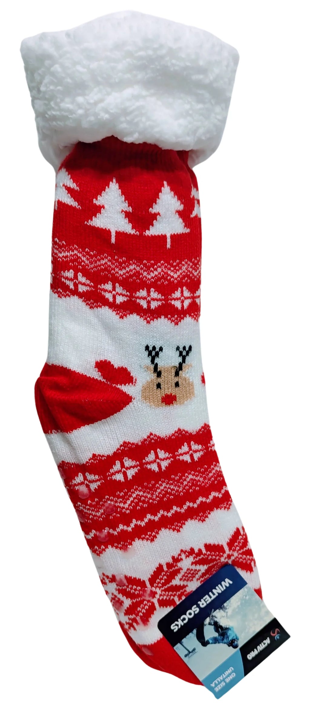 Ladies Cozy Red Slipper Socks