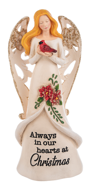 Christmas Cardinal Angel Figurine- Always In Our Hearts At Christmas