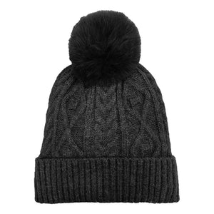 Ladies Cable Acrylic Knit Black Hat