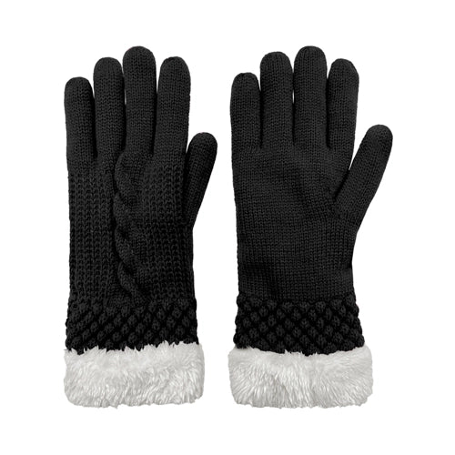 Ladies Acrylic Cable Knit Black Gloves