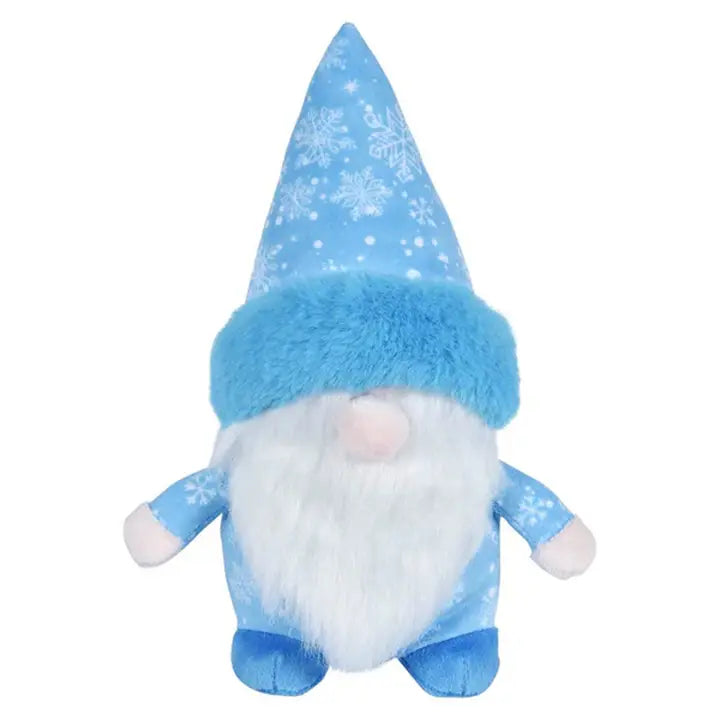 Plush Santa Gnome Wearing Blue Snowflake Suit