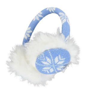 Ladies Blue Faux Fur Snowflake Ear Muffs