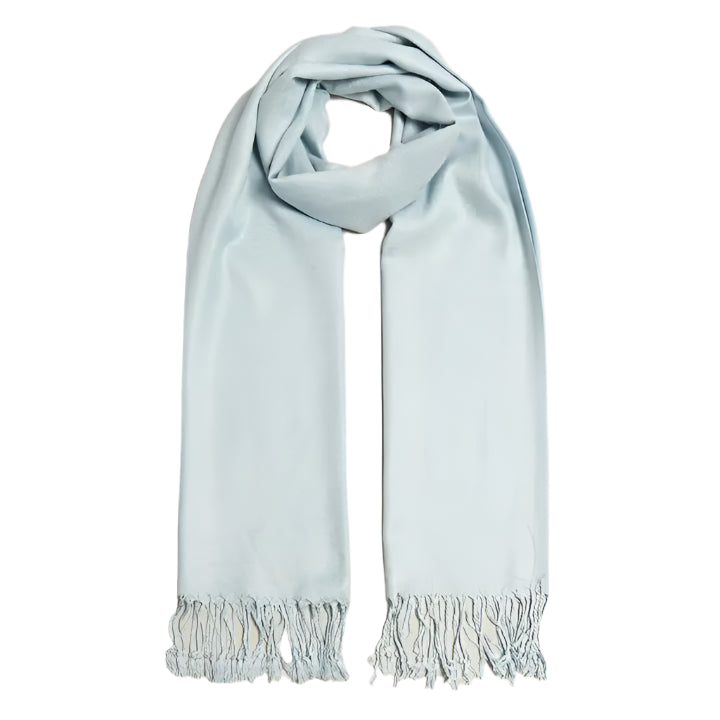 Ladies Blue Pashmina Shawl Scarf Wrap with Fringes