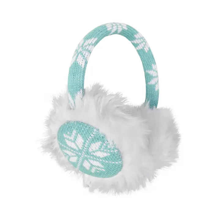 Girls Blue Snowflake Faux Fur Earmuffs