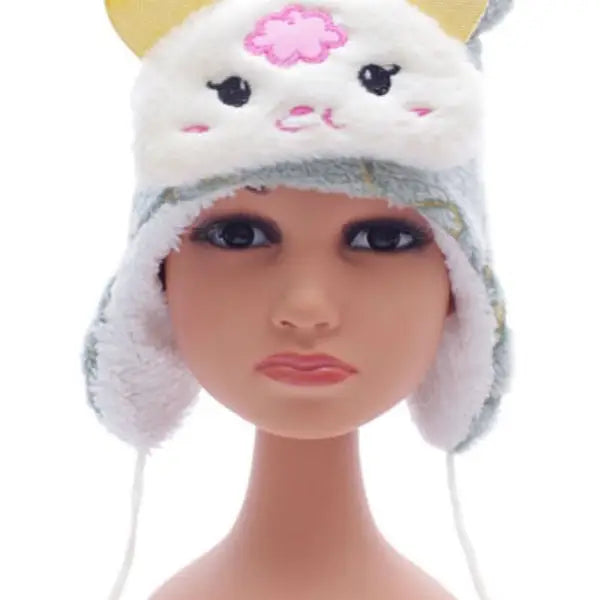 Toddler Blue Teddy Bear Fur Lined Ear Muff Beanie