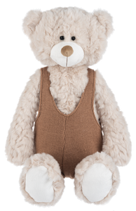 Plush Brown Bear Wearing Brown Overalls