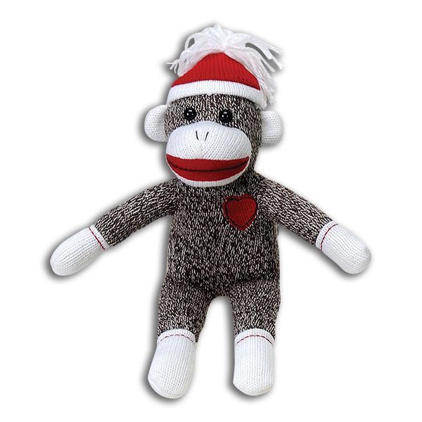 Plush Brown Sock Monkey with Red Heart