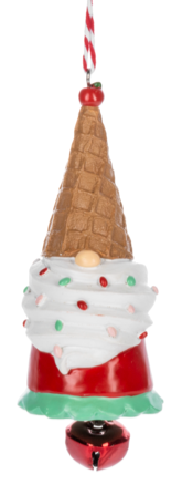 Gnome with Brown Waffle Cone Hat Ornament